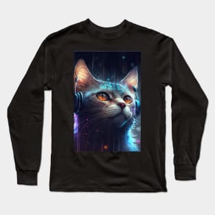 Sparkling Lofi Cyberpunk Cat Long Sleeve T-Shirt